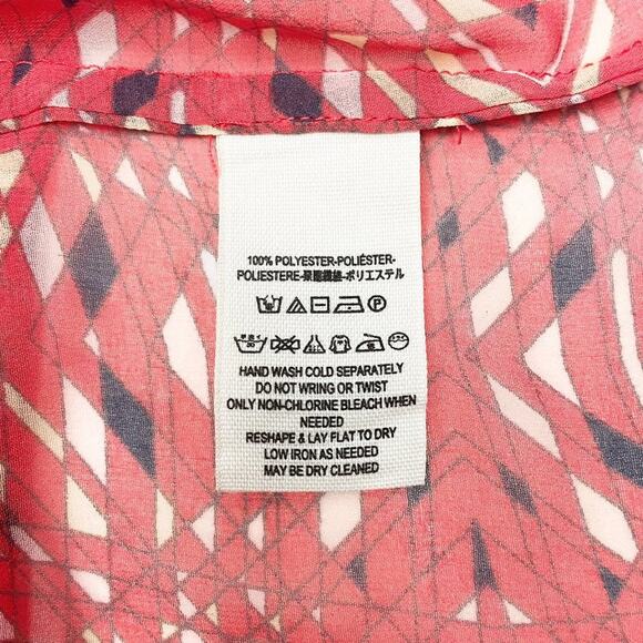 Free People Easy Rider Blouse Size M Red Boho Artsy Eclectic Beachy Flowy Summer - Picture 14 of 14